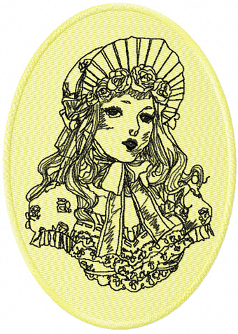 Beautiful girl machine embroidery design