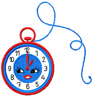 Happy clock free machine embroidery design