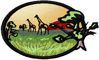 African savanna free machine embroidery design