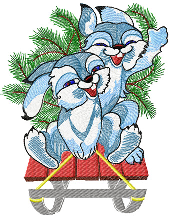 Christmas Bunnies free machine embroidery design