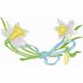 Daffodils with ribbon free machine embroidery design 