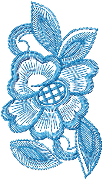 Flower dress element free machine embroidery design