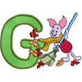 Free embroidery design Piglet letter G