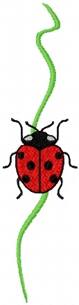 Leave and ladybug free machine embroidery design