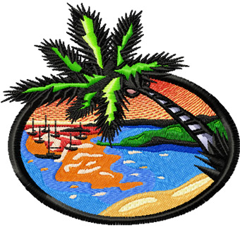 Sun beach Free machine embroidery design