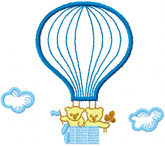 Together in a balloon machine embroidery design