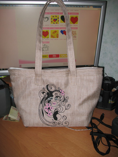 embroidered tote bag with design spting