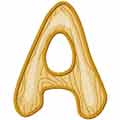 Wooden letter A free machine embroidery design 