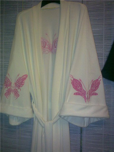 bathrobe machine embroidery butterfly