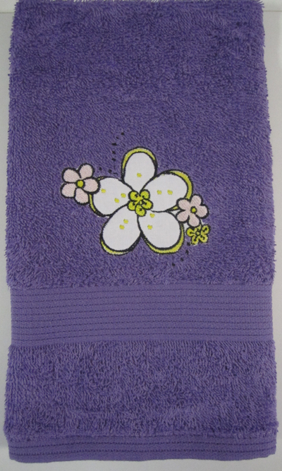 embroidered towel flower design