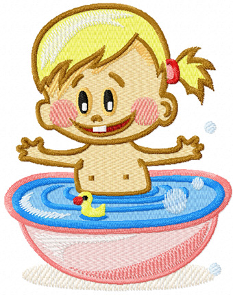 Baby merry swimming machine embroidery design
