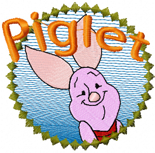Piglet badge free embroidery design