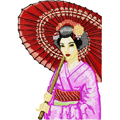 Geisha with umbrella machine embroidery design