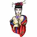 Modern geisha yours forever machine embroidery design