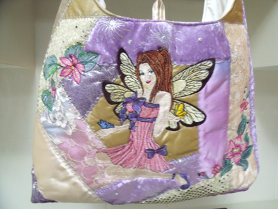 Modern fairy embroidery on Handbag