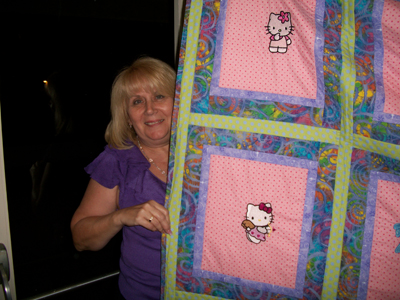 hello kitty quilt with machine embroidery