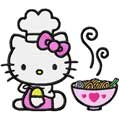 Hello Kitty loves Chinese food embroidery design