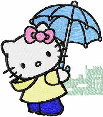Hello Kitty rainy day machine embroidery design