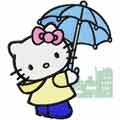 Hello Kitty rainy day machine embroidery design