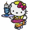 Hello Kitty waitress machine embroidery design