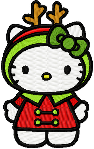Hello Kitty christmas costume machine embroidery design