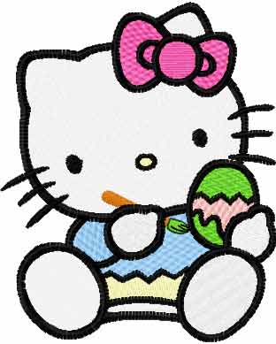 Hello Kitty ready for easter embroidery design