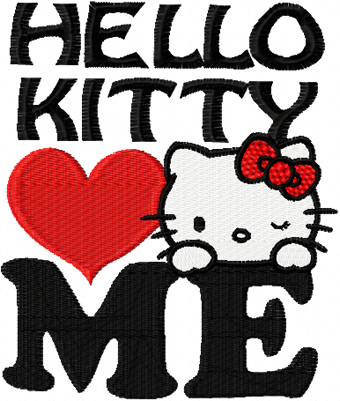 Hello Kitty Love me machine embroidery design