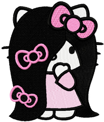 Hello Kitty very long hair machine embroidery design