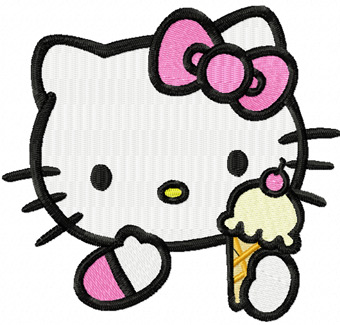 Hello Kitty like ice cream machine embroidery design
