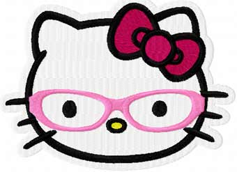 Hello Kitty world through glasses machine embroidery design
