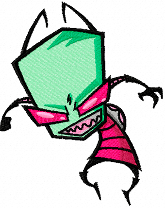 Invader Zim angry machine embroidery design
