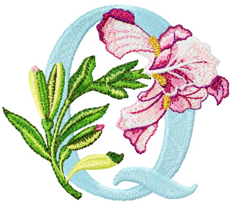 Iris letter Q free embroidery design