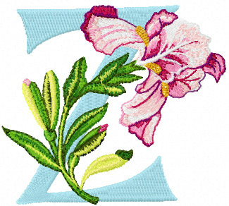 Iris letter Z free machine embroidery design