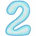 Wooden number two free machine embroidery design