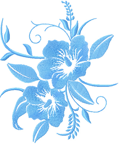 Free blue flower machine embroidery design