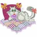 Glamour kitty machine embroidery design