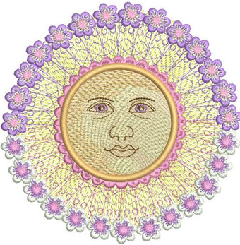 Sun machine embroidery design