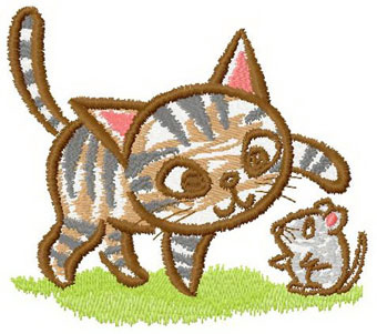 Kitty and Mouse machine embroidery design