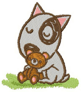 Cute Dog and toy machine embroidery design