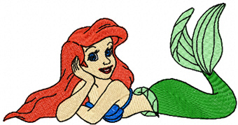Ariel little mermaid machine embroidery design