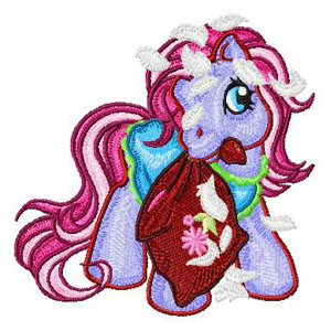 My Little Pony with pillow machine embroidery design