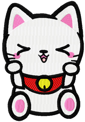 Maneki Neko cute kitty machine embroidery design