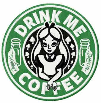 Drink me coffee embroidery design