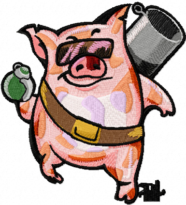 Very busy Pig free machine embroidery design