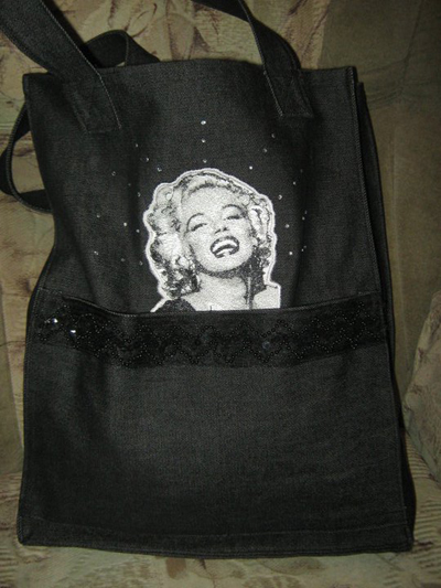 bag with marilyn monroe embroidery