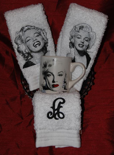 two towels marilyn monroe embroidery deww design