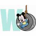 Mickey Mouse W wheel machine embroidery design