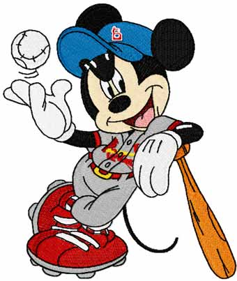 Mickey Mouse Baseball player machine embroidery design