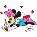 Minnie Mouse write Valentine*s day letter machine embroidery design