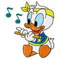 Donald Duck plays the trumpet embroidery design